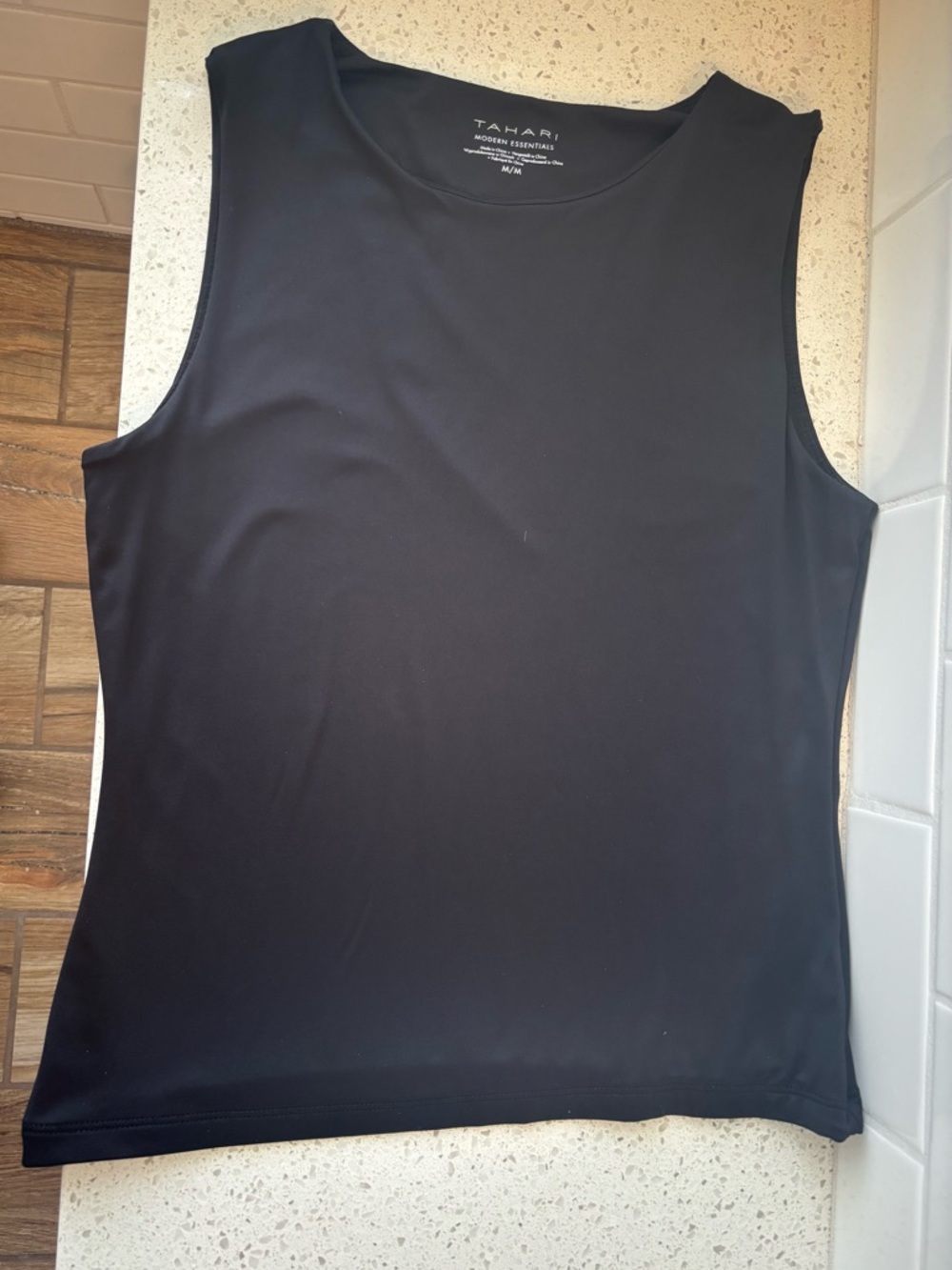 Tahari Sleek Black Sleeveless Tank Top